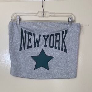 New York Grey Tube Top with Dark Teal Star